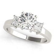 Refined Three-Stone Princess Diamond Engagement Ring in 10K/14K gold and platinum with certified lab-grown or natural diamonds