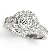 Exquisite Antique Round Diamond Engagement Ring in 10K/14K gold and platinum with certified lab-grown or natural diamonds