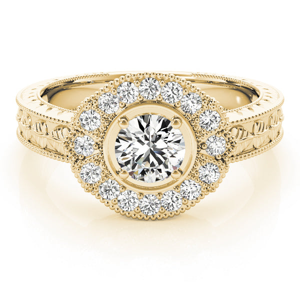 Exquisite Antique Round Diamond Engagement Ring in 10K/14K gold and platinum with certified lab-grown or natural diamonds