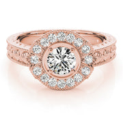 Exquisite Antique Round Diamond Engagement Ring in 10K/14K gold and platinum with certified lab-grown or natural diamonds