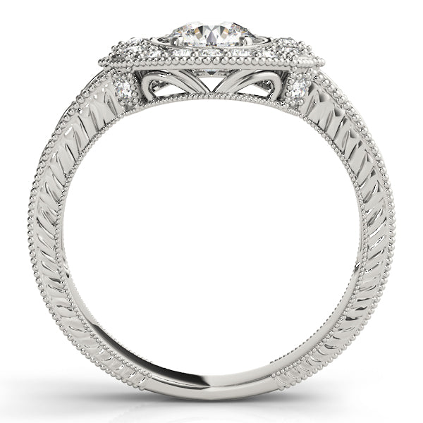 Exquisite Antique Round Diamond Engagement Ring in 10K/14K gold and platinum with certified lab-grown or natural diamonds