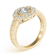 Exquisite Antique Round Diamond Engagement Ring in 10K/14K gold and platinum with certified lab-grown or natural diamonds