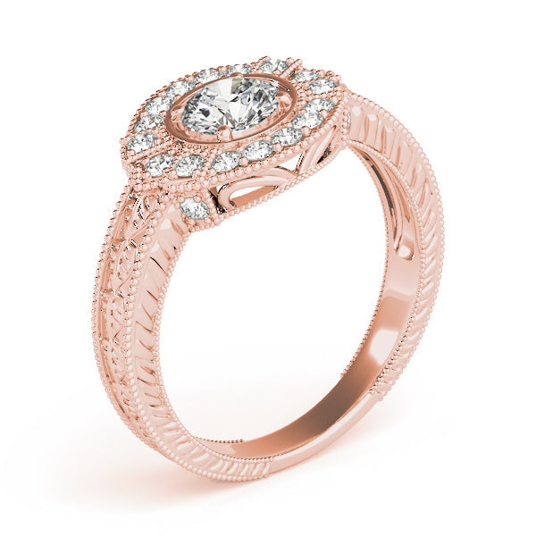 Exquisite Antique Round Diamond Engagement Ring in 10K/14K gold and platinum with certified lab-grown or natural diamonds