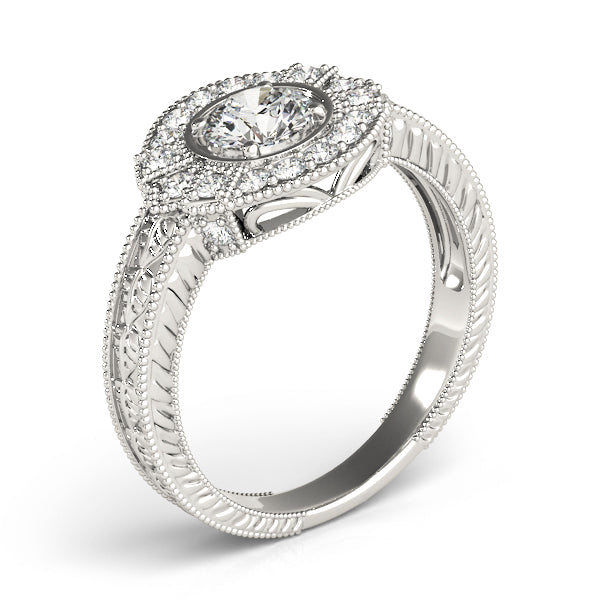 Exquisite Antique Round Diamond Engagement Ring in 10K/14K gold and platinum with certified lab-grown or natural diamonds