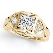 Celestial Antique Round Diamond Engagement Ring in 10K/14K gold and platinum with certified lab-grown or natural diamonds