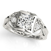 Celestial Antique Round Diamond Engagement Ring in 10K/14K gold and platinum with certified lab-grown or natural diamonds