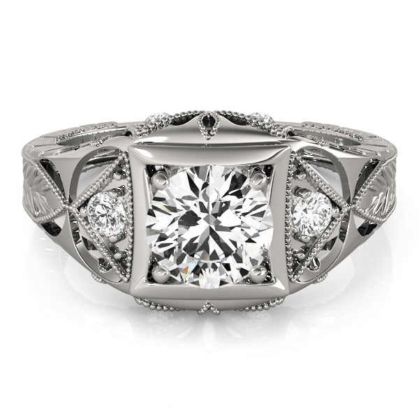 Celestial Antique Round Diamond Engagement Ring in 10K/14K gold and platinum with certified lab-grown or natural diamonds