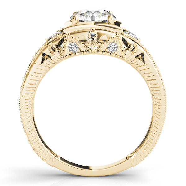 Celestial Antique Round Diamond Engagement Ring in 10K/14K gold and platinum with certified lab-grown or natural diamonds