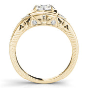 Celestial Antique Round Diamond Engagement Ring in 10K/14K gold and platinum with certified lab-grown or natural diamonds