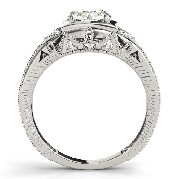 Celestial Antique Round Diamond Engagement Ring in 10K/14K gold and platinum with certified lab-grown or natural diamonds
