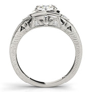 Celestial Antique Round Diamond Engagement Ring in 10K/14K gold and platinum with certified lab-grown or natural diamonds