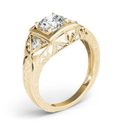 Celestial Antique Round Diamond Engagement Ring in 10K/14K gold and platinum with certified lab-grown or natural diamonds