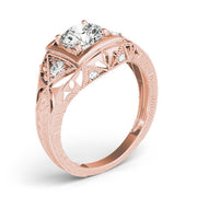 Celestial Antique Round Diamond Engagement Ring in 10K/14K gold and platinum with certified lab-grown or natural diamonds