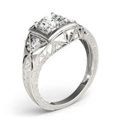 Celestial Antique Round Diamond Engagement Ring in 10K/14K gold and platinum with certified lab-grown or natural diamonds