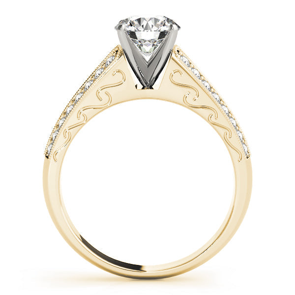 Regal Antique Round Diamond Engagement Ring in 10K/14K gold and platinum with certified lab-grown or natural diamonds