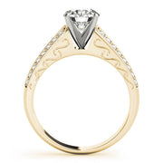 Regal Antique Round Diamond Engagement Ring in 10K/14K gold and platinum with certified lab-grown or natural diamonds