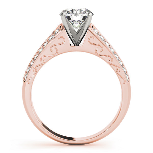 Regal Antique Round Diamond Engagement Ring in 10K/14K gold and platinum with certified lab-grown or natural diamonds