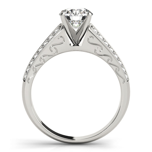 Regal Antique Round Diamond Engagement Ring in 10K/14K gold and platinum with certified lab-grown or natural diamonds