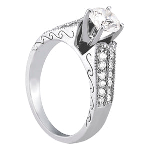 Regal Antique Round Diamond Engagement Ring in 10K/14K gold and platinum with certified lab-grown or natural diamonds