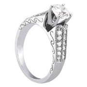 Regal Antique Round Diamond Engagement Ring in 10K/14K gold and platinum with certified lab-grown or natural diamonds