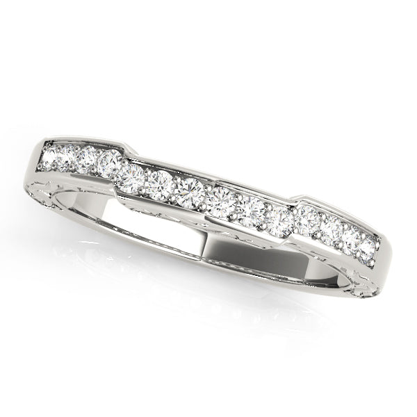 Prong in Channel Curved Half Eternity Ring in Gold & Platinum