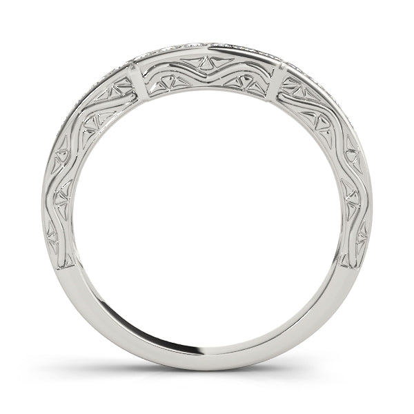 Prong in Channel Curved Half Eternity Ring in Gold & Platinum