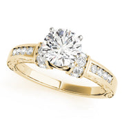 Sophisticated Antique Round Diamond Engagement Ring in 10K/14K gold and platinum with certified lab-grown or natural diamonds