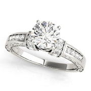 Sophisticated Antique Round Diamond Engagement Ring in 10K/14K gold and platinum with certified lab-grown or natural diamonds