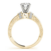 Sophisticated Antique Round Diamond Engagement Ring in 10K/14K gold and platinum with certified lab-grown or natural diamonds