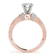 Sophisticated Antique Round Diamond Engagement Ring in 10K/14K gold and platinum with certified lab-grown or natural diamonds