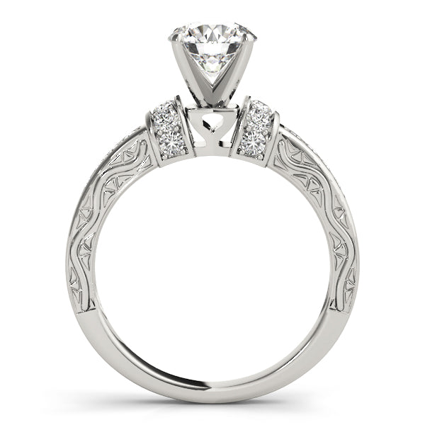 Sophisticated Antique Round Diamond Engagement Ring in 10K/14K gold and platinum with certified lab-grown or natural diamonds