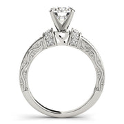 Sophisticated Antique Round Diamond Engagement Ring in 10K/14K gold and platinum with certified lab-grown or natural diamonds