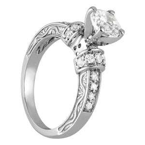 Sophisticated Antique Round Diamond Engagement Ring in 10K/14K gold and platinum with certified lab-grown or natural diamonds