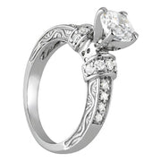 Sophisticated Antique Round Diamond Engagement Ring in 10K/14K gold and platinum with certified lab-grown or natural diamonds