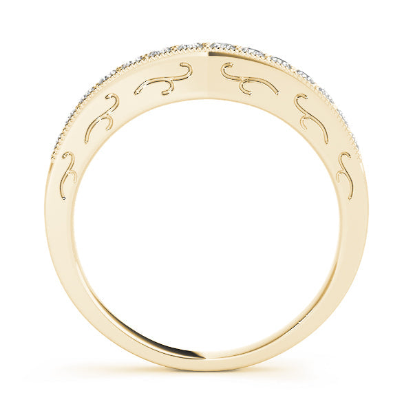 Curved Bands Half Eternity Ring in Gold & Platinum