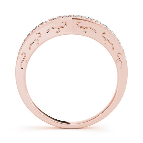 Curved Bands Half Eternity Ring in Gold & Platinum