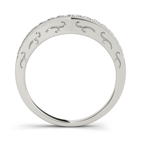 Curved Bands Half Eternity Ring in Gold & Platinum