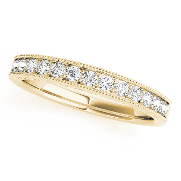 Prong in Channel Milgrain Half Eternity Ring in 10K/14K gold and platinum with certified lab-grown or natural diamonds