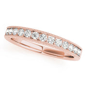 Prong in Channel Milgrain Half Eternity Ring in Gold & Platinum