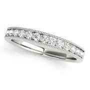 Prong in Channel Milgrain Half Eternity Ring in Gold & Platinum