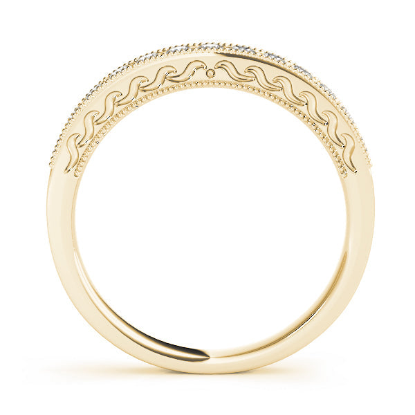 Prong in Channel Milgrain Half Eternity Ring in Gold & Platinum