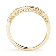 Prong in Channel Milgrain Half Eternity Ring in Gold & Platinum