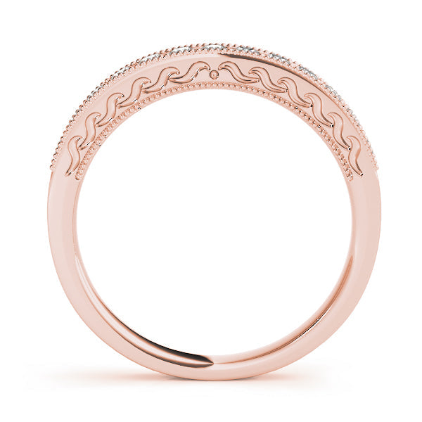 Prong in Channel Milgrain Half Eternity Ring in Gold & Platinum