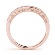 Prong in Channel Milgrain Half Eternity Ring in Gold & Platinum