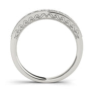 Prong in Channel Milgrain Half Eternity Ring in Gold & Platinum