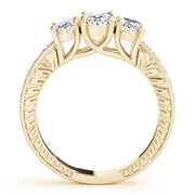 Oval Diamond Trilogy Ring with Diamond Shoulders in 10K/14K gold and platinum with certified lab-grown or natural diamonds