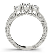 Oval Diamond Trilogy Ring with Diamond Shoulders in 10K/14K gold and platinum with certified lab-grown or natural diamonds