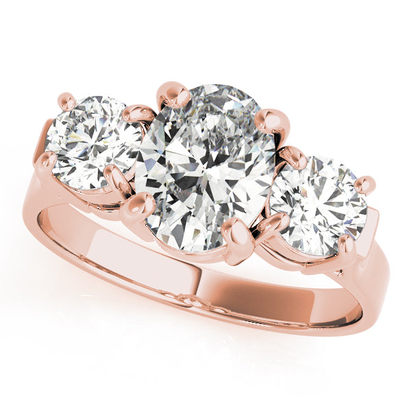 Oval Diamond Three Stone Ring in 10K/14K gold and platinum with certified lab-grown or natural diamonds
