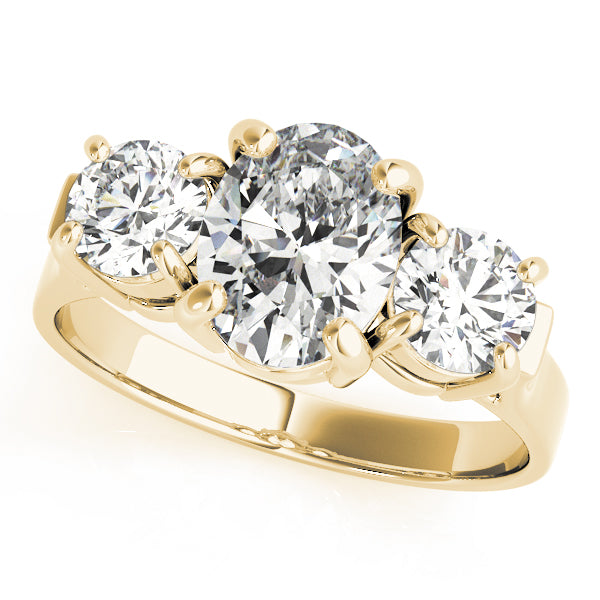 Oval Diamond Three Stone Ring in 10K/14K gold and platinum with certified lab-grown or natural diamonds
