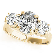 Oval Diamond Three Stone Ring in 10K/14K gold and platinum with certified lab-grown or natural diamonds
